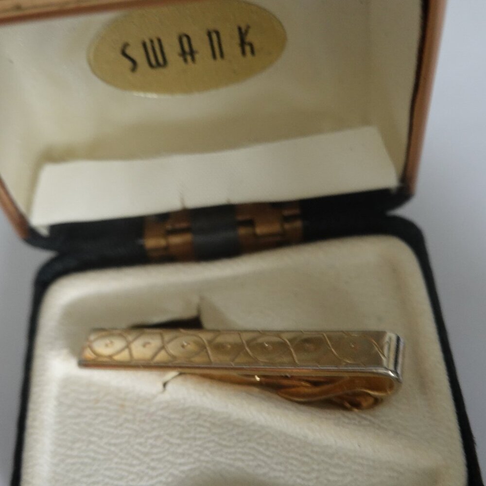 Vintage Swank Goldtone Tie Bar Clip in original box